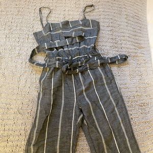O’Neill Striped Jumpsuit with Tie Waist and Adjustable Straps